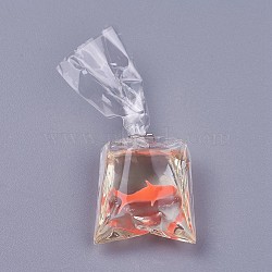 Resin Pendants, Goldfish Water Bag Shape, Orange, 54.5~56.5x23.5~24x10.5mm, Hole: 2.5mm(RESI-WH0008-10A)