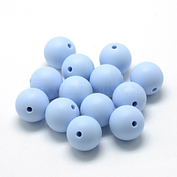 Food Grade Eco-Friendly Silicone Beads, Chewing Beads For Teethers, DIY Nursing Necklaces Making, Round, Light Steel Blue, 12mm, Hole: 2mm(X-SIL-R008B-57)