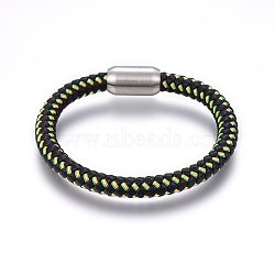 Leather Cord Bracelets, with 304 Stainless Steel Magnetic Clasp, Stainless Steel Color, 8-1/4 inch(21cm), 8mm(BJEW-G603-03P)