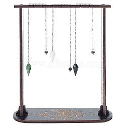 1 Set Small Crystal Display Shelf, Crystal Dowsing Pendulum Display Hanging Holder Stand, with Butterfly Pattern, with 3Pcs Gemstone Drowsing Pendulums, Black, Finish Product: 8x25x30cm(ODIS-CN0001-02B)