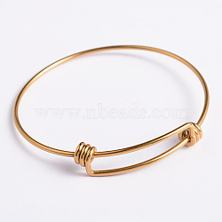 Adjustable Stainless Steel Expandable Bangle Making, Golden, 55~57x63~65mm(X-STAS-D071G)