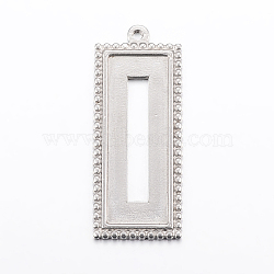 304 Stainless Steel Pendant Cabochon Open Back Settings, Rectangle, Stainless Steel Color, Tray: 22x3mm, 38.5x15x1.5mm, Hole: 2mm(STAS-E421-108P)