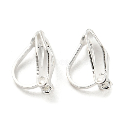 Brass Clip-on Earring Findings, for non-pierced ears, Silver Color Plated, about 6mm wide, 13mm long, 8mm thick(EC110-S)