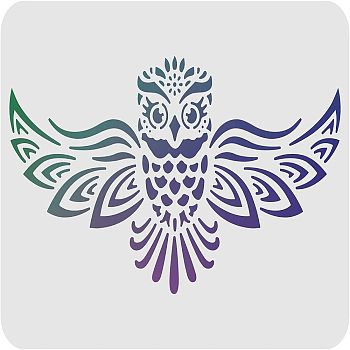 Large Plastic Reusable Drawing Painting Stencils Templates, for Painting on Scrapbook Fabric Tiles Floor Furniture Wood, Rectangle, Owl Pattern, 297x210mm