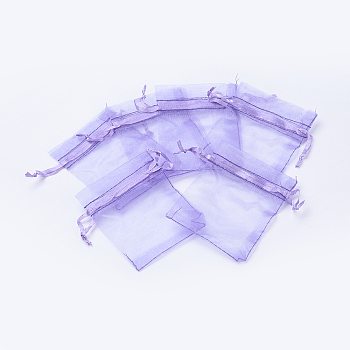 Rectangle Organza Gift Bags, Blue Violet, 10x8cm