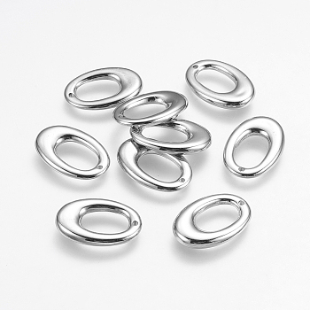 CCB Plastic Pendants, Oval, Platinum, 21x14x3mm, Hole: 1mm