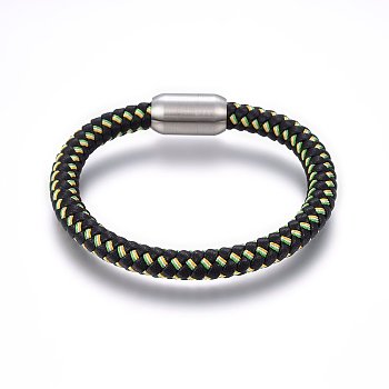 Leather Cord Bracelets, with 304 Stainless Steel Magnetic Clasp, Stainless Steel Color, 8-1/4 inch(21cm), 8mm