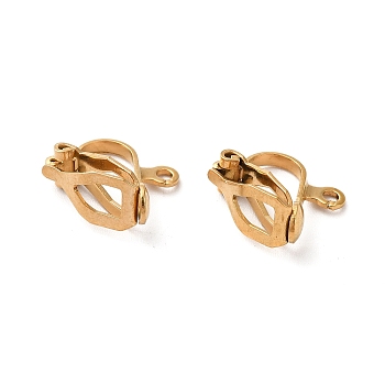 Ion Plating(IP) 304 Stainless Steel Clip-on Earring Findings, with Loops, Real 18K Gold Plated, 12x6x11mm, Hole: 1.2mm