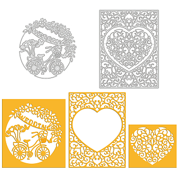 GLOBLELAND 2Pcs 2 Style Wedding Theme Carbon Steel Cutting Dies Stencils, for DIY Scrapbooking/Photo Album, Decorative Embossing DIY Paper Card, Mixed Patterns, 1pc/style