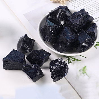 Synthetic Blue Goldstone Beads, for Aroma Diffuser, Wire Wrapping, Wicca & Reiki Crystal Healing, Display Decorations, Nuggets, 20~30mm, 100g/bag
