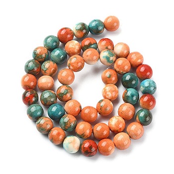 Synthetic Ocean White Jade Round Beads Strands, Dyed, Saddle Brown, 8mm, Hole: 1mm, about 49pcs/strand, 15.70''(39.88cm)