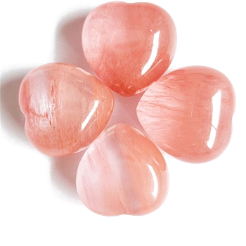 Watermelon Stone Glass Healing Stones, Heart Love Stones, Pocket Palm Stones for Reiki Ealancing, 15x15x10mm