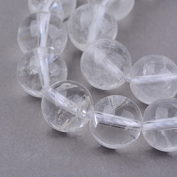 Natural Quartz Crystal Beads Strands, Rock Crystal Beads, Round, 6~7mm, Hole: 1mm, about 63pcs/strand, 15.5 inch