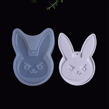Pendant Food Grade Silicone Molds, Resin Casting Molds, For UV Resin, Epoxy Resin Jewelry Making, Rabbit, White, 70x51.4x9.7mm