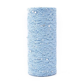 Glitter Sequin Deco Mesh Ribbons, Tulle Fabric, for Wedding Party Decoration, Skirts Decoration Making, Light Blue, 6 inch(150mm), 10yards/roll