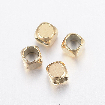 Ion Plating(IP) 304 Stainless Steel Beads, Cube, Golden, 2x2x2mm, Hole: 1.5mm