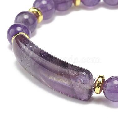 Natural Amethyst Rectangle Beaded Stretch Bracelet(BJEW-JB08982-05)-4