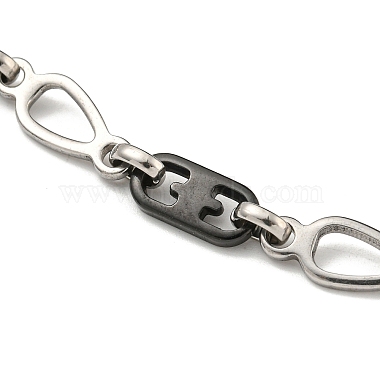 Two Tone 304 Stainless Steel Teardrop & Oval Link Chain Bracelet(BJEW-B078-39BP)-2