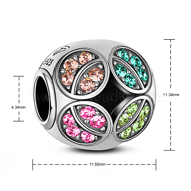 TINYSAND Rhodium Plated 925 Sterling Silver Cubic Zirconia European Large Hole Beads(TS-C-104)-2