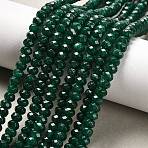 Dyed Natural Malaysia Jade Rondelle Beads Strands, Faceted, Dark Green, 4x2~3mm, Hole: 1mm, about 110~115pcs/strand, 14 inch(G-E316-2x4mm-05)