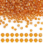 Picasso Baking Paint Glass Seed Beads, Bicone, Dark Orange, 4~4.5x3.5~4mm, Hole: 0.9~1.2mm(SEED-TA0001-62C)