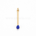 Brass Enamel Pendants, with Jump Ring, Cadmium Free & Nickel Free & Lead Free, Match, Golden, 30x4.5mm, Jump Ring: 5x1mm, 3mm inner diameter(KK-S362-032A-NR)