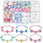 DIY Plumeria Polymer Clay Beads Stretch Bracelet Making Kits, Mixed Color, 15x8mm, Hole: 2mm, 5 colors, 2pcs/color, 10pcs(DIY-SC0028-66)