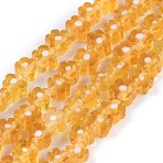 Handmade Millefiori Glass Bead Strands, Flower, Dark Orange, 3.7~5.6x2.6mm, Hole: 1mm, about 88~110pcs/Strand, 15.75''(40cm)(LAMP-J035-4mm-05)