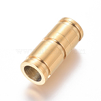 304 Stainless Steel Magnetic Clasps with Glue-in Ends, Ion Plating (IP), Column, Golden, 21x9mm, Hole: 6mm(X-STAS-G203-09G)