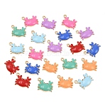 Alloy Enamel Pendants, Crab Charms, Golden, Mixed Color, 16x19x4mm, Hole: 2mm(ENAM-I085-01G)