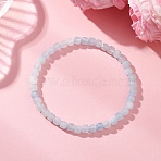 Natural Aquamarine Beaded Stretch Bracelets for Women, Cube, Inner Diameter: 2.09~2.17 inch(5.3~5.5cm)(BJEW-JB13335-02)