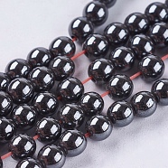 Non-magnetic Synthetic Hematite Bead Strands, Round, Black, 4mm, Hole: 0.5mm, about 104pcs/strand, 15.7 inch(X-G-R193-19-4mm)