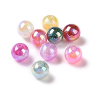 UV Plating Rainbow Iridescent Acrylic Beads, with Glitter Powder, Round, Mixed Color, 12.5~13mm, Hole: 2.5mm(OACR-C010-14)