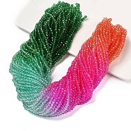 Transparent Painted Glass Beads Strands, Faceted, Rondelle, Colorful, 3.7x3.2mm, Hole: 0.7mm, about 105pcs/strand, 13.39''(34cm)(DGLA-A034-T3mm-A03)