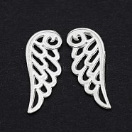 Tibetan Style Alloy Pendants, Wing, Silver Color Plated, Lead Free & Cadmium Free, 24x9.5x1.5mm, Hole: 1.5mm(X-K0NW6021)