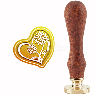 Wax Seal Envelope Gift Seal, with Yellow Sandalwood, Heart Pattern, 89~90mm(AJEW-WH0192-070)