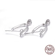 Rhodium Plated 925 Sterling Silver Pendant Bails, with Cubic Zirconia, Clear, Platinum, 19x7.5x12mm, Hole: 5x3mm, Pin: 0.7mm, Inseam Length: 13mm(STER-L058-014P)