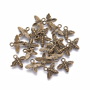 Metal Alloy Pendants, Bees, Nickel Free, Antique Bronze, 15x12x2mm(PALLOY-A15393-AB-NF)