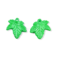 Opaque Acrylic Pendants, Maple Leaf, Spring Green, 21x20x3.5mm, Hole: 1.5mm, about 1280pcs/500g(MACR-N013-073A)