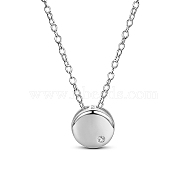 SHEGRACE Simple Design Rhodium Plated 925 Sterling Silver Necklace, with AAA Cubic Zirconia in Round Pendant, Platinum, 15.7 inch(JN461A)