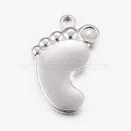 304 Stainless Steel Enamel Settings, Foot, Stainless Steel Color, 23x14x2mm, Hole: 1.5mm(STAS-E421-026P)