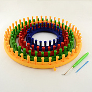 Plastic Spool Knitting Loom for Yarn Cord Knitter, Mixed Color, 310x310x50mm, 6pcs/set(TOOL-R075-01)