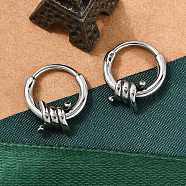 Knot 316 Surgical Stainless Steel Hoop Earrings, Hoop Nose Rings, Antique Silver, 14x5mm(EJEW-G416-30AS)