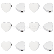 12Pcs 304 Stainless Steel Beads, Heart, Stainless Steel Color, 8.5x9x3mm, Hole: 1.8mm, 12pcs/box(STAS-UN0056-82)