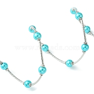 Fashion Wrap Bracelets, Glass Pearl Bracelets with Tube Beads, Cyan, Bracelet: about 60mm inner diameter, Sold per 40 Bracelets(J-JB00041-01)