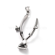 304 Stainless Steel Big Pendants, Hair Clipper, Antique Silver, 57x37x9mm, Hole: 7x8mm(STAS-O117-27AS)