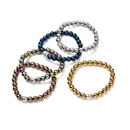 Synthetic Hematite Bracelet for Men Women, Alloy Buddha Head Stretch Bracelet, Mixed Color, Inner Diameter: 2-3/8 inch(6cm)(BJEW-JB06698)