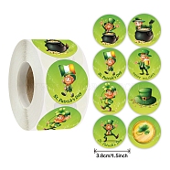 Saint Patrick's Day Theme PET Waterproof Self Adhesive Stickers, for DIY Scrapbooking, Photo Album Decoration, Green Yellow, 38mm, 500pcs/roll(PW-WG78646-01)