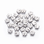 201 Stainless Steel Charms, Flower, Stainless Steel Color, 7x7x1mm, Hole: 1.2mm(STAS-L234-047B)