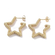 Star Brass Stud Earrings for Women, Half Hoop Earrings, Long-Lasting Plated, Golden, 26x5.5mm(EJEW-M239-10G)